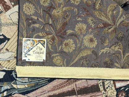 Belgian Tapestry Vintage 4x5 The Concert Musicians Green Loomed Cotton Wool