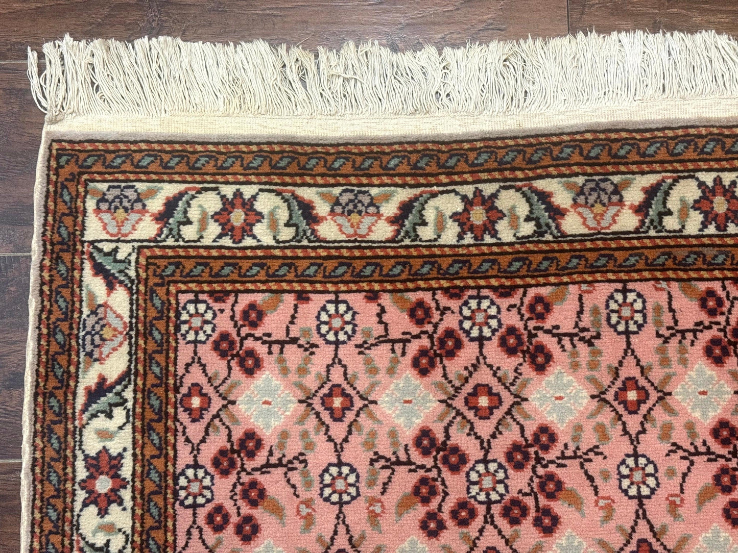 Turkish Sivas Rug 3x4 Pink Handmade Wool Vintage Kayseri Area Rug