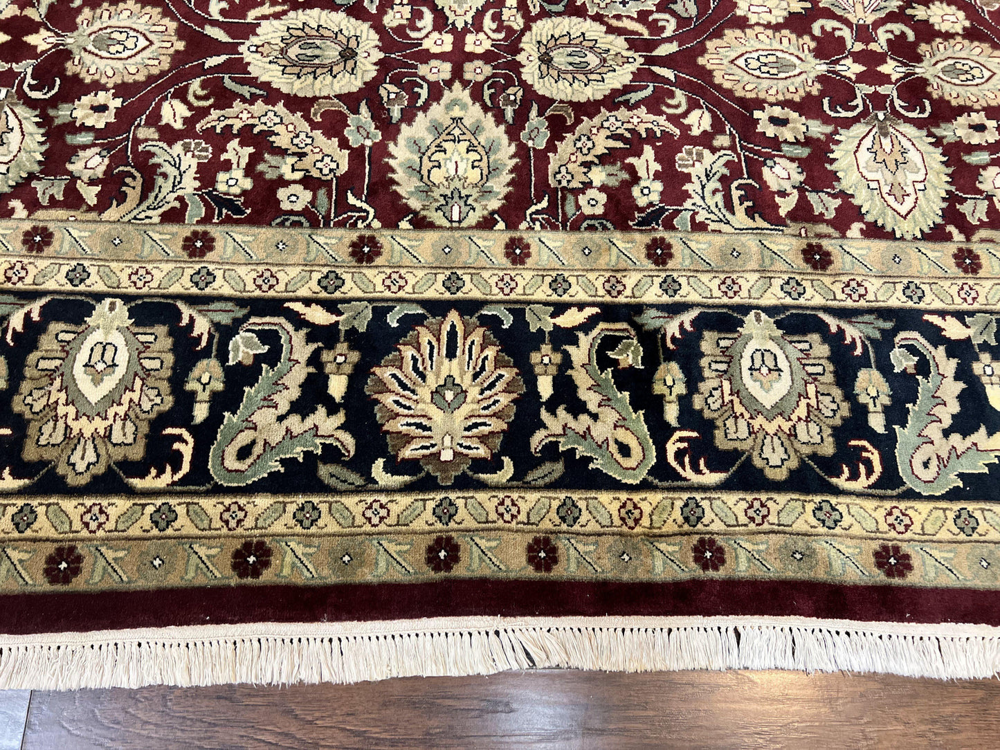 Indo Persian Rug 10x14 Hand Knotted Wool Floral Allover Vintage Handmade Carpet