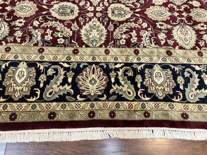 Indo Persian Rug 10x14 Hand Knotted Wool Floral Allover Vintage Handmade Carpet