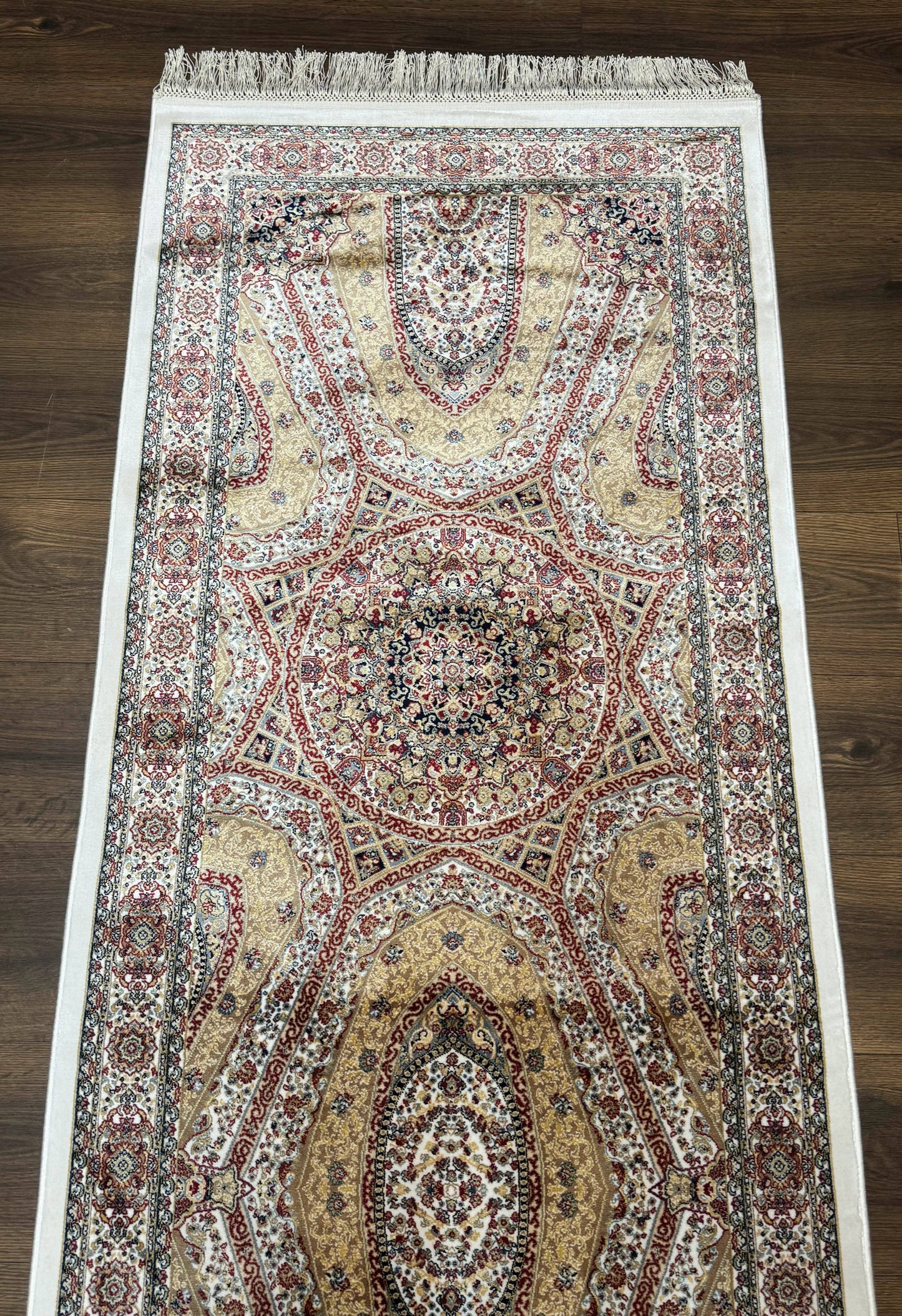 Turkish Silk Runner Rug 2.6 By 12 Hereke Mamluk Bamboo Silk Contemporary Power Loomed New