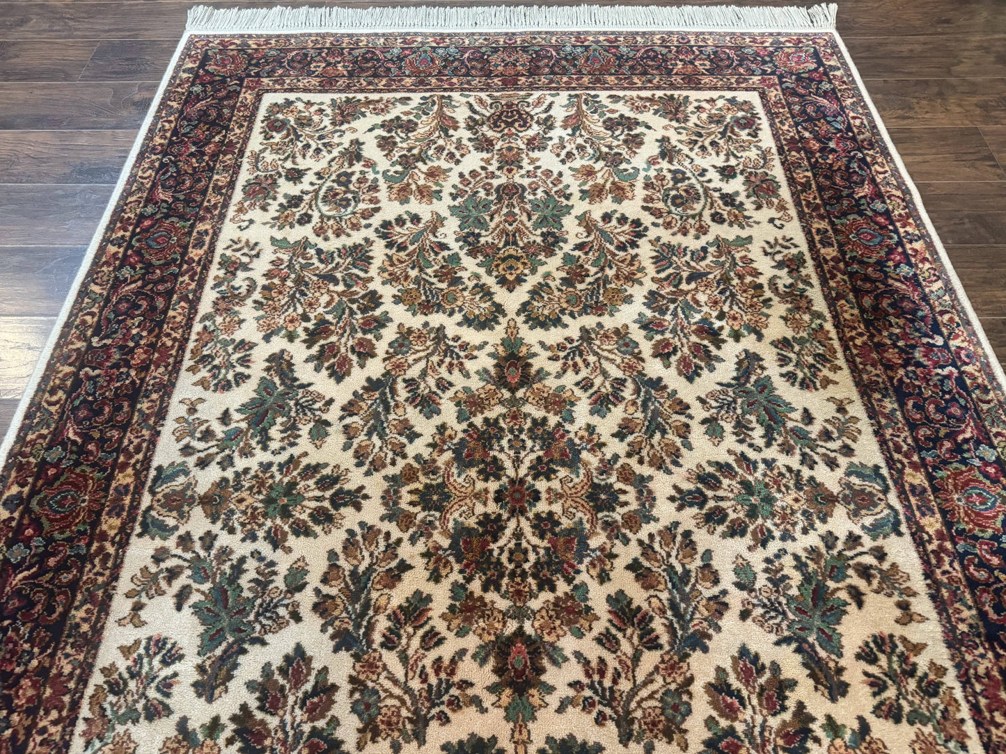 Karastan Rug Ivory Sarouk Wool 5.9x9 Vintage Original 700 Series