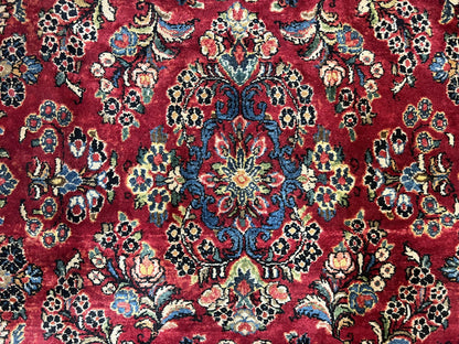 Rare Persian Rug Hand Knotted Wool 1920s Sarouk Antique Floral Allover Carpet