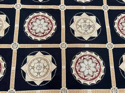 Needlepoint Rug 10x13 Handwoven Wool Panel Design English Garden Living Room