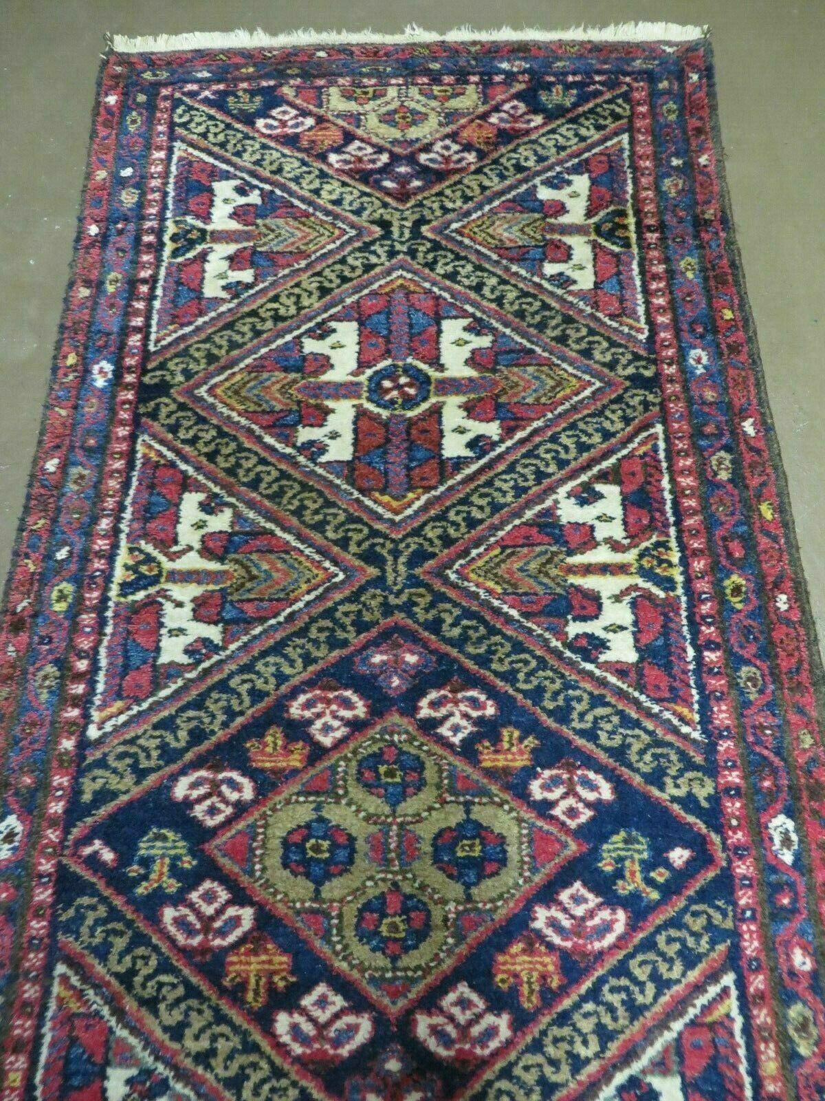 Turkish Anatolian Wool Runner Rug Antique Handmade Allover Pattern 30 By 113 Inches