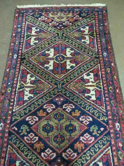 Turkish Anatolian Wool Runner Rug Antique Handmade Allover Pattern 30 By 113 Inches