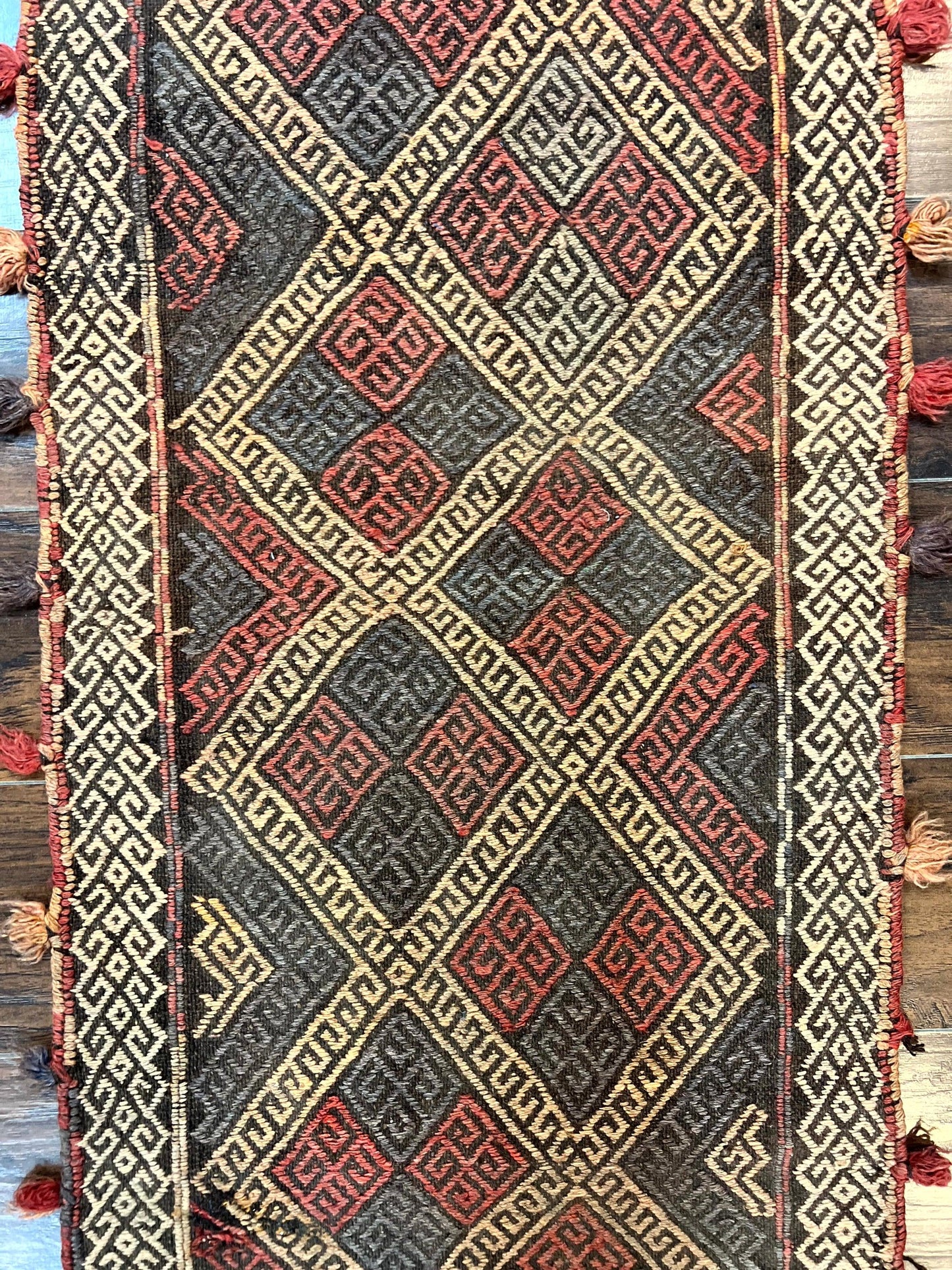 Tribal Runner Rug 2x8 Wool Handwoven Vintage Pakistani Turkoman Runner