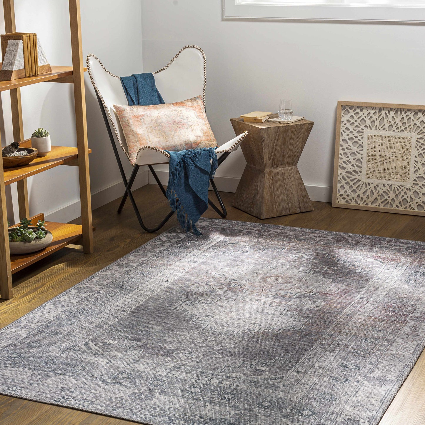 Washable Gray Tumble Dry Rug - Baltinglass Collection Durable Style