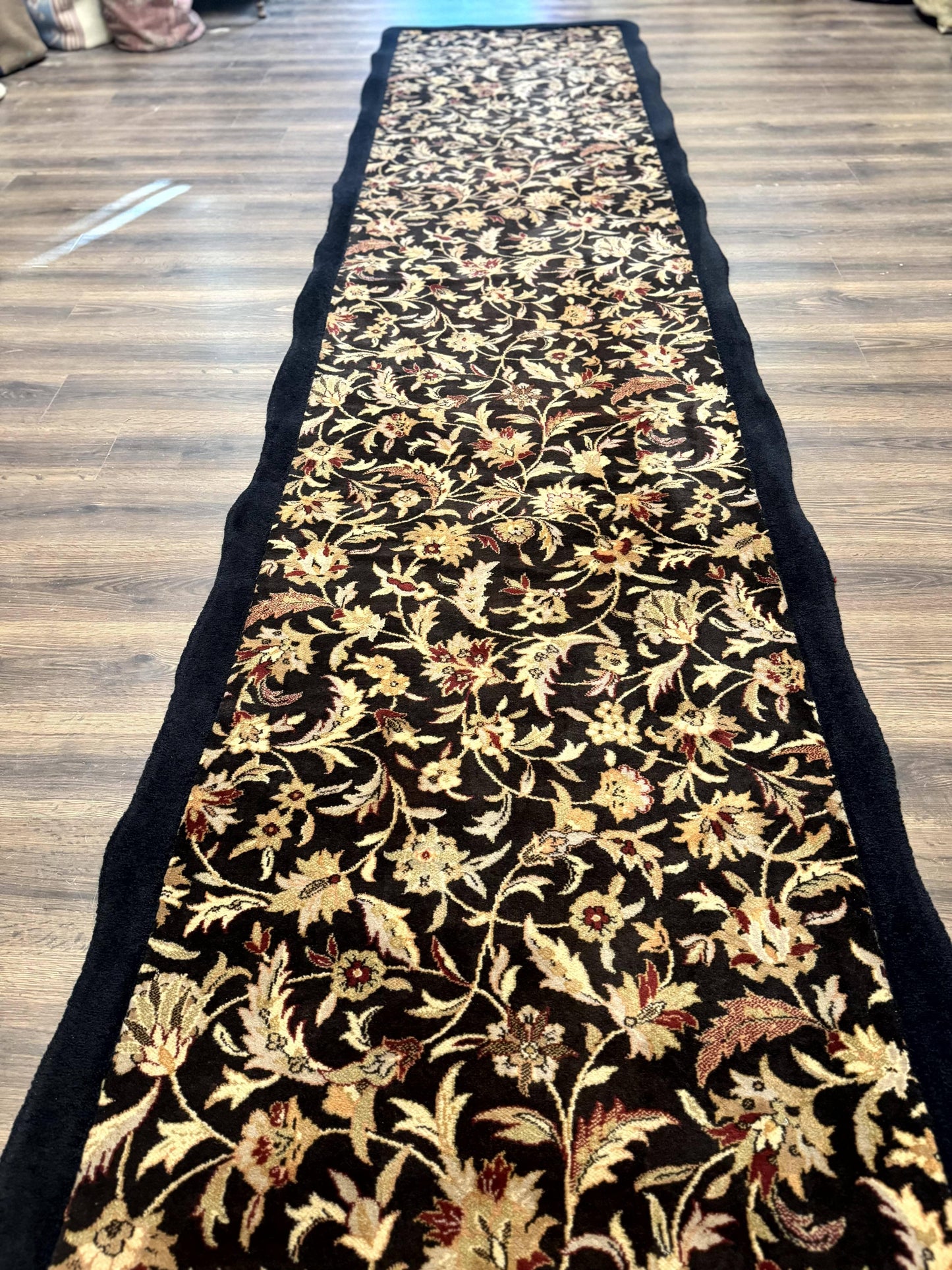 Floral Runner Rug Vintage Wool Hallway Decor 3 x 17 Feet Long