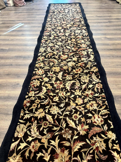 Floral Runner Rug Vintage Wool Hallway Decor 3 x 17 Feet Long
