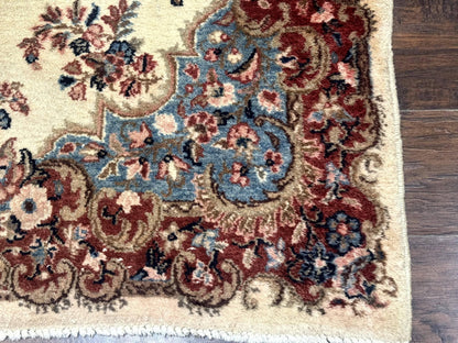 Persian Kerman Rug Square 5.5 by 5.5 Ft Beige Cream and Light Blue