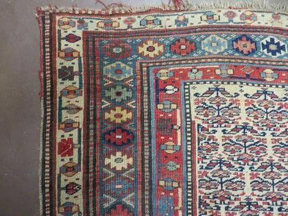 Antique Caucasian Kuba Wool Rug Runner Natural Vegetable Dye 53x107 Inches
