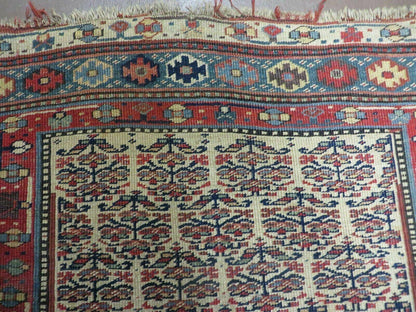 Antique Caucasian Kuba Wool Rug Runner Natural Vegetable Dye 53x107 Inches