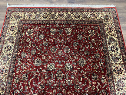 Vintage Indo Persian Rug 6x9 Hand Knotted Wool Oriental Carpet Floral Design
