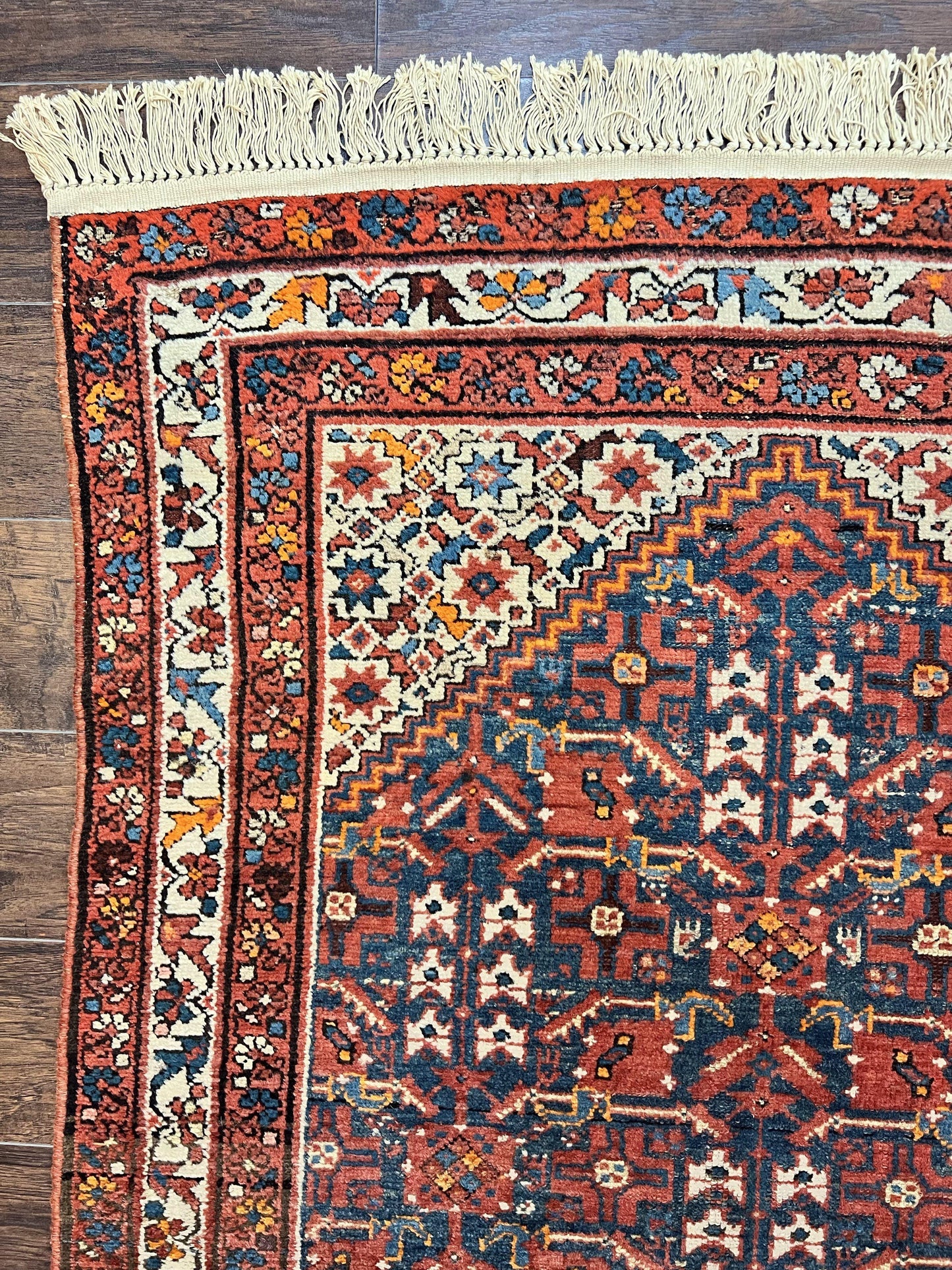 Persian Malayer Rug 4x7 Hand Knotted Wool Tribal Geometric Boho Antique Oriental Carpet