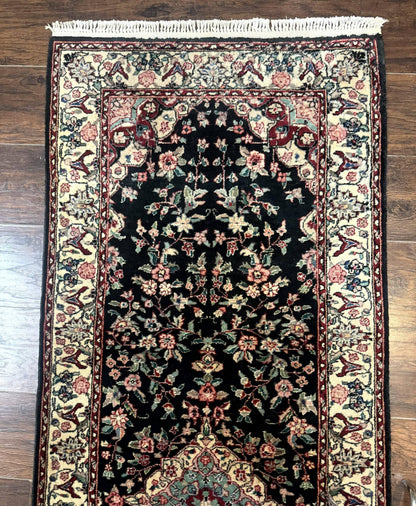 Long Pak Persian Runner Rug 2.6x16 Hand Knotted Wool Floral Vintage