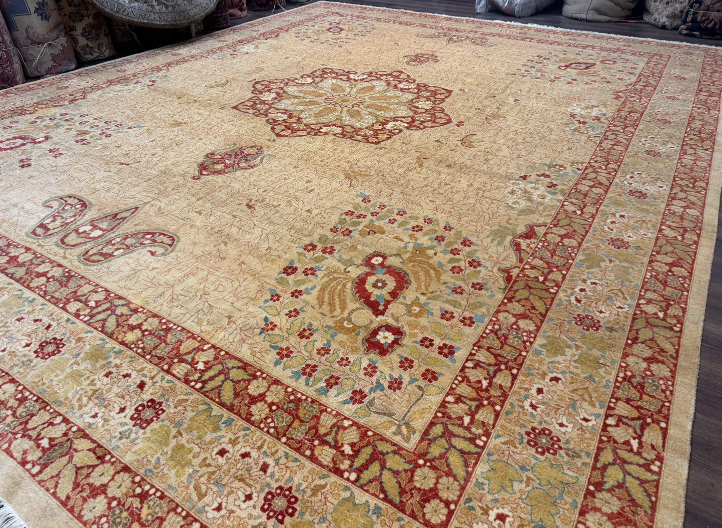 Persian Rug Palace Size Pak 13x17 Hand Knotted Wool Haji Jalili Beige Rust