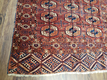 Yamud Rug Turkoman Hand Knotted Wool Area Rug Vintage Fine Weave