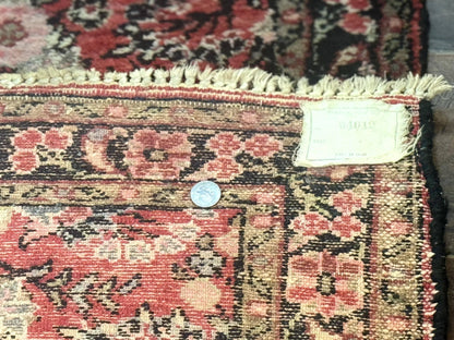 Persian Hamadan Runner Rug 2x13.6 Ft Hand Knotted Wool Red Floral Hallway Carpet