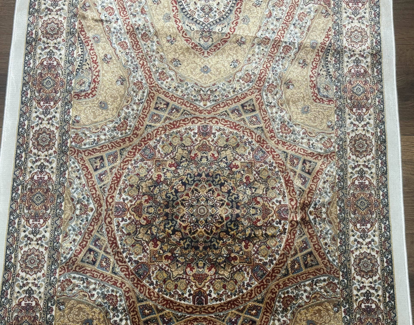 Turkish Silk Runner Rug 2.6x13 Dome Design Hereke Bamboo Silk Floor Runner