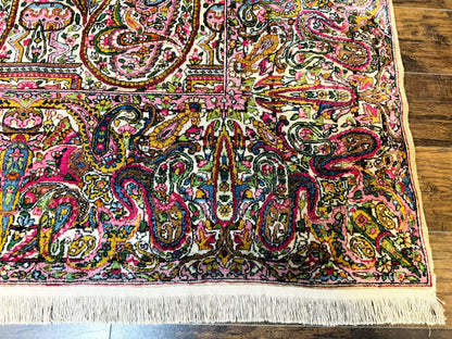 Persian Kerman Rug Lavar Antique 9x12 Rare Boteh Paisley Design Handwoven