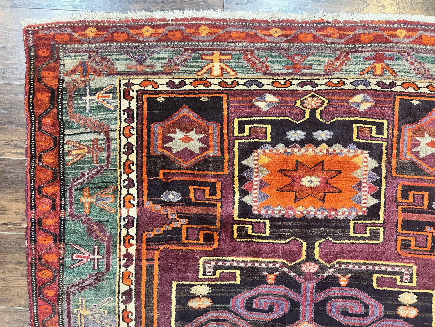 Persian Nahavand Tribal Rug 5x6 Handwoven Wool Geometric Vintage Carpet