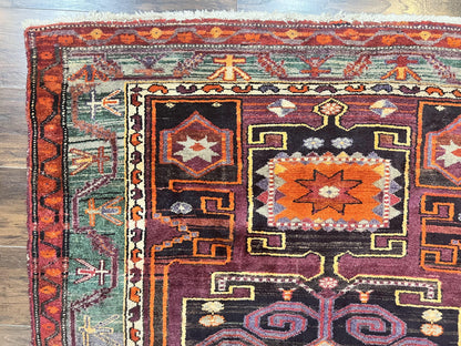 Persian Nahavand Tribal Rug 5x6 Handwoven Wool Geometric Vintage Carpet