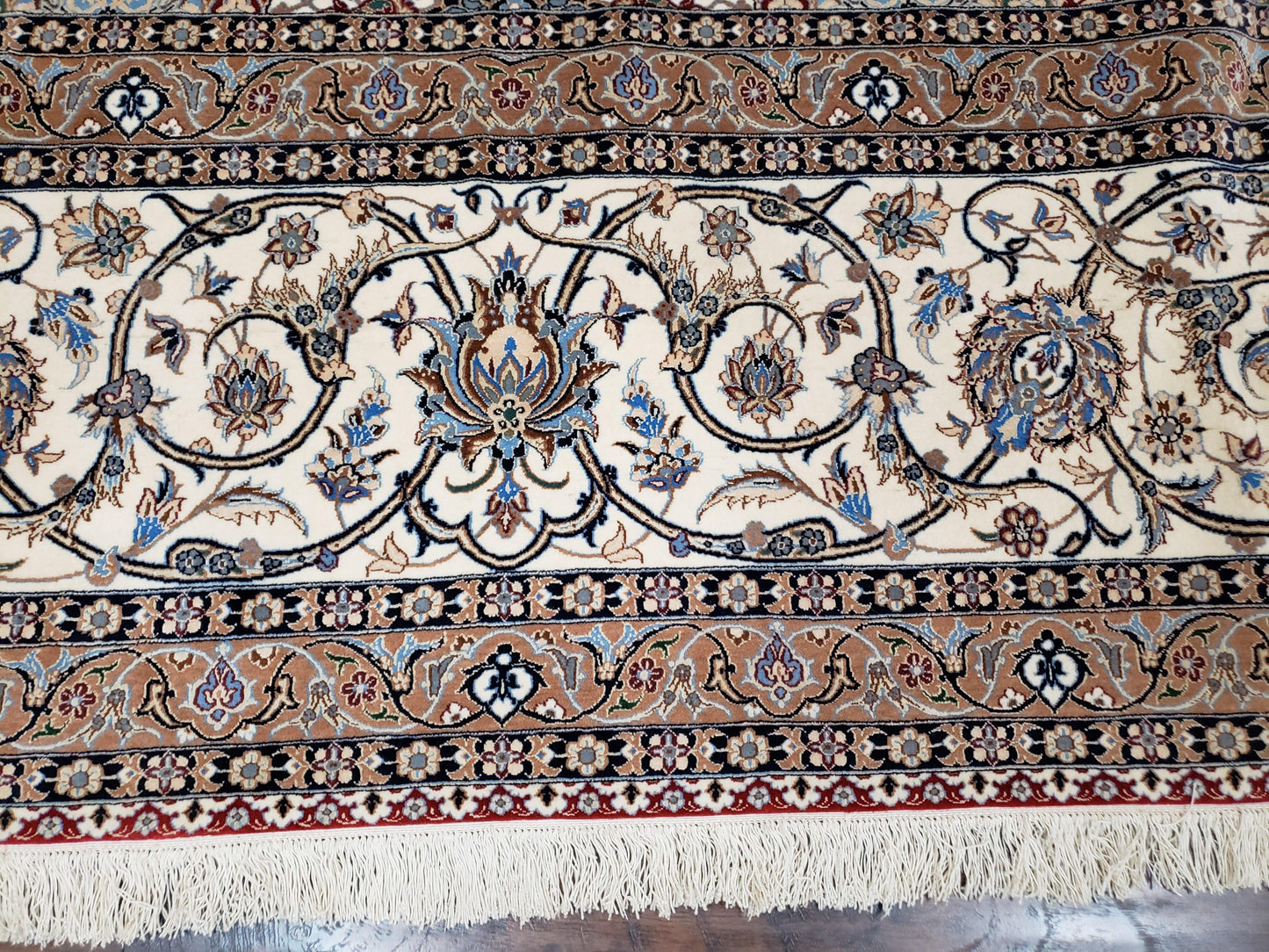 Persian Nain Rug Hand Knotted Silk Foundation Wool On Silk Signed Masterpiece 11x15