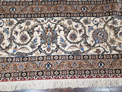 Persian Nain Rug Hand Knotted Silk Foundation Wool On Silk Signed Masterpiece 11x15