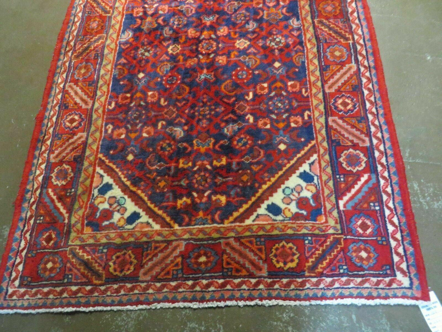 Antique Handmade Indian Floral Oriental Wool Runner Rug 3 Ft 6 In By 10 Ft 4 In Vintage 1950s
