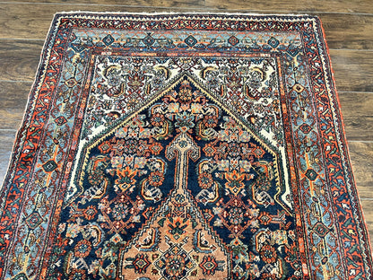 Persian Runner Rug Antique Hand Knotted Wool Geometric Medallions Hallway Decor