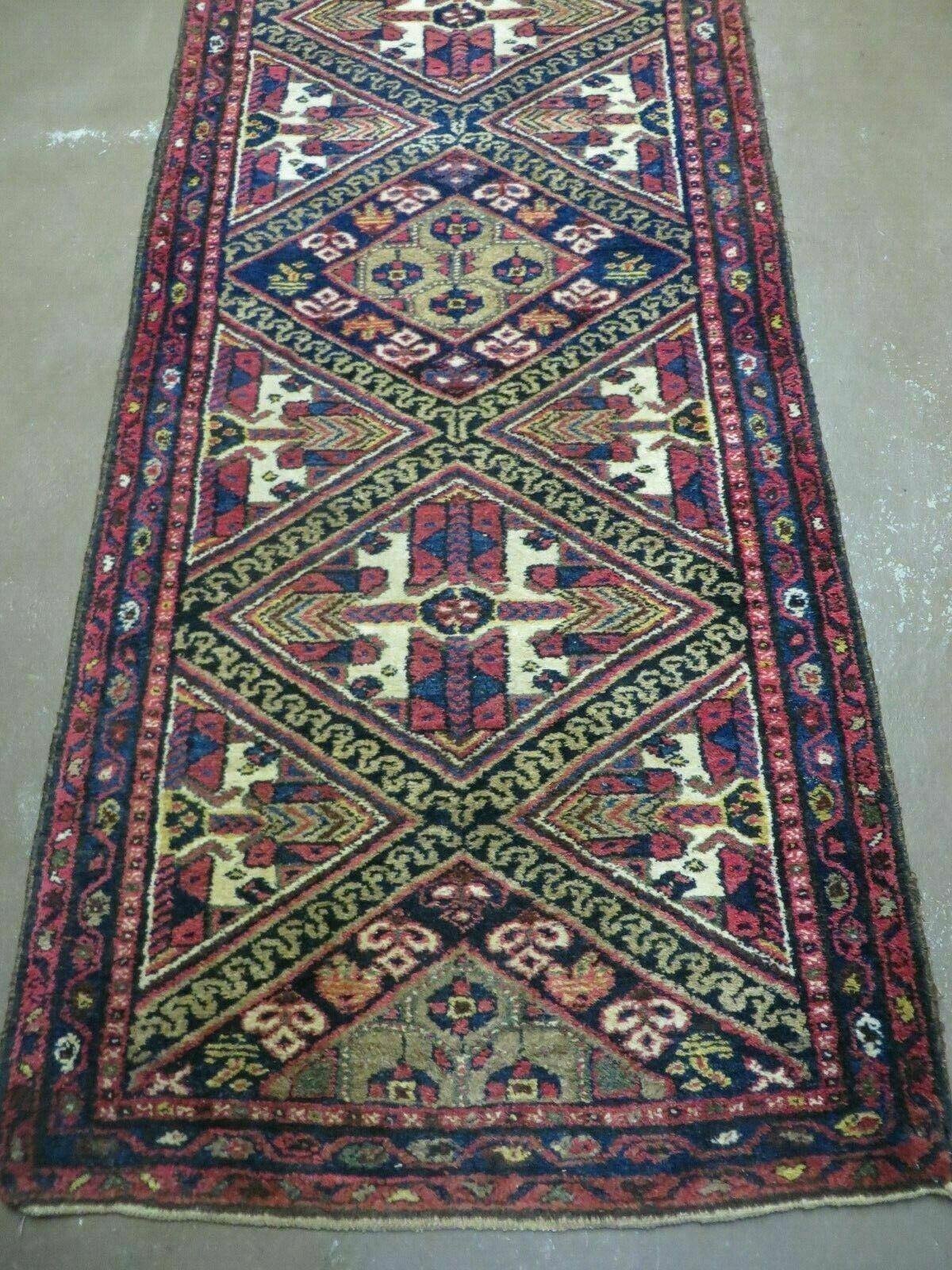 Turkish Anatolian Wool Runner Rug Antique Handmade Allover Pattern 30 By 113 Inches