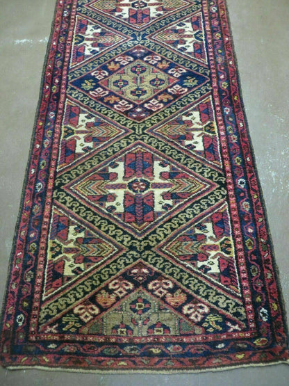 Turkish Anatolian Wool Runner Rug Antique Handmade Allover Pattern 30 By 113 Inches