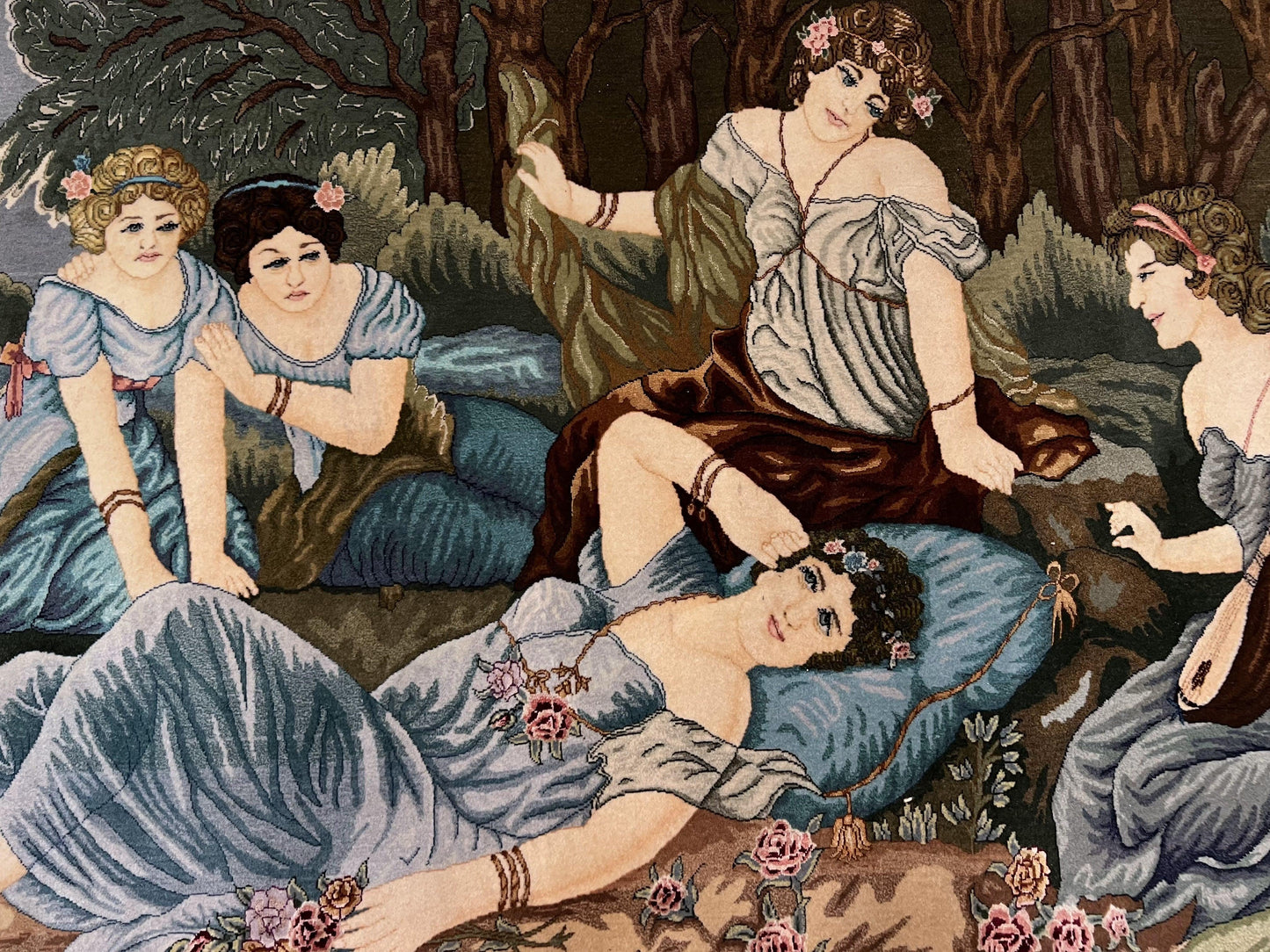 Persian Tabriz Pictorial Rug Hand Knotted Wool Rug 5x3 Vintage Semi Antique Oriental Carpet