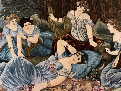 Persian Tabriz Pictorial Rug Hand Knotted Wool Rug 5x3 Vintage Semi Antique Oriental Carpet