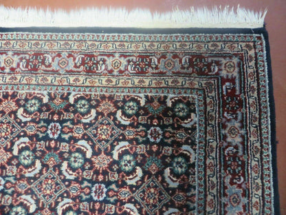 Vintage Handmade Indian Amritsar Wool Rug 4x6 Allover Design Very Good Condition