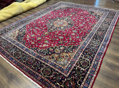 Traditional Persian Mashad Rug 8x11 Wool Antique Floral Medallion Carpet