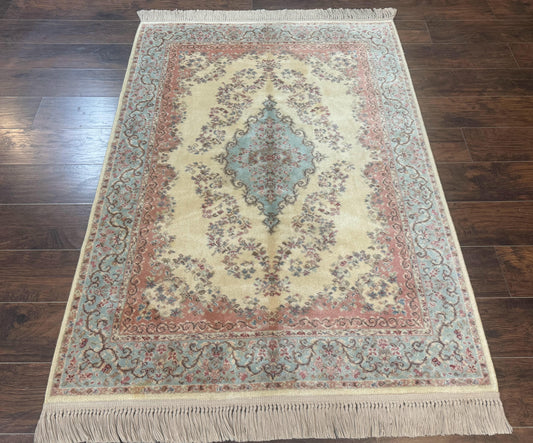 Karastan Kirman Wool Rug 4x6 Pastel Ivory Vintage Discontinued