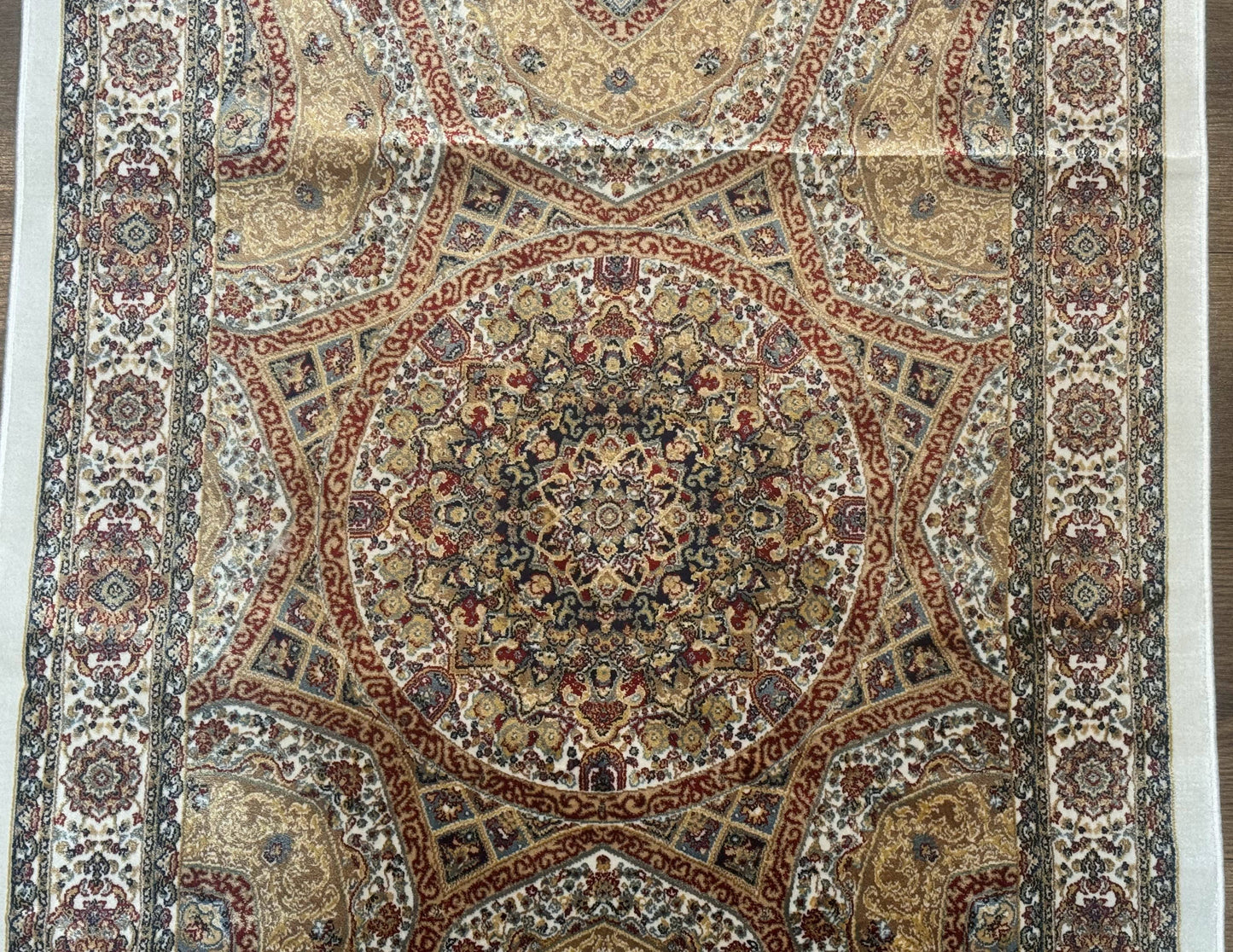 Turkish Silk Runner Rug 2.6x13 Dome Design Hereke Bamboo Silk Floor Runner