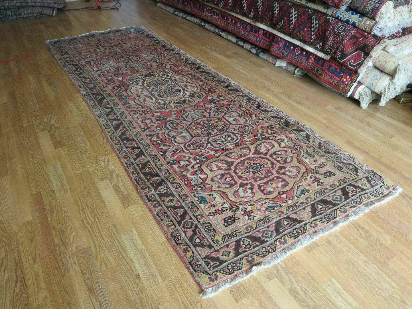 Antique Handmade Turkish Wool Runner Rug 3 Ft 9 In By 10 Ft 6 In