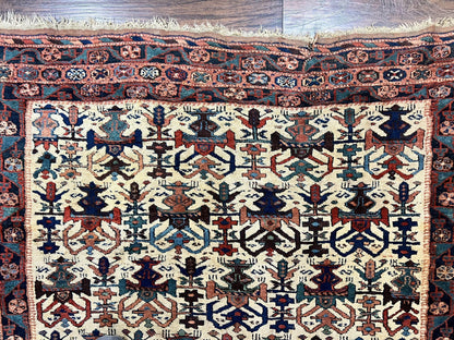 Persian Afshar Rug 5x6 Handmade Wool Tribal Carpet With Allover Repeated Motif