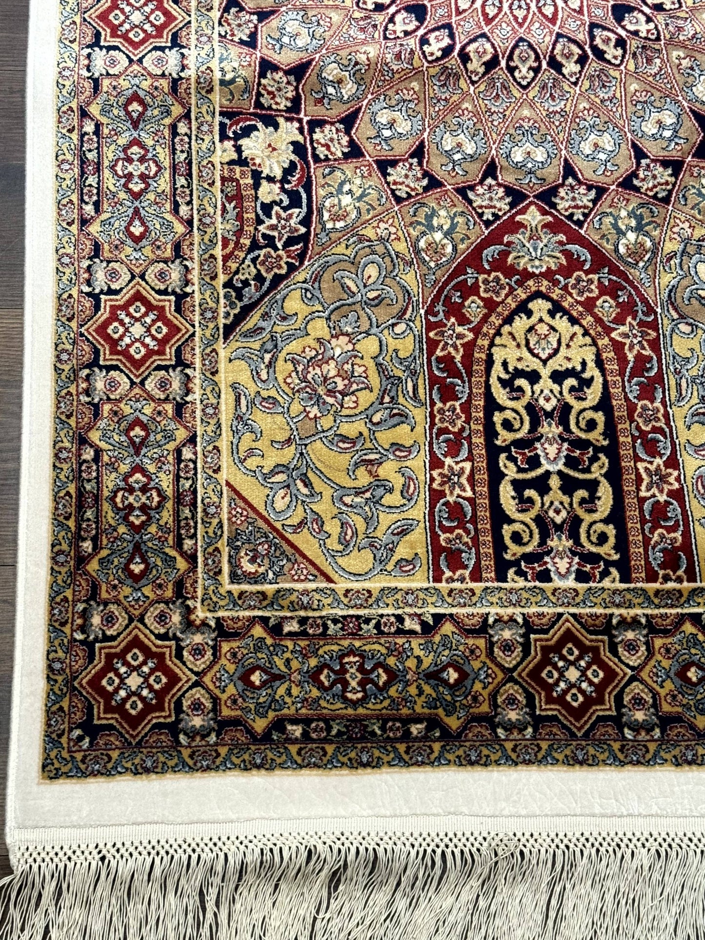 Turkish Silk Runner Rug 2.6x10 Dome Design Hereke Bamboo Silk Classic Runner