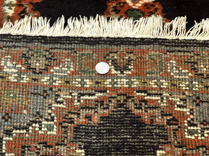 Indo Persian Wool Rug 2x3 Navy Terracotta