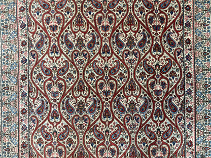 Persian Qum Rug 5x7 Handmade Wool Carpet With Repeated Paisley Boteh Design