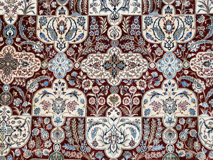 Persian Nain Rug Hand Knotted Silk Foundation Wool On Silk Signed Masterpiece 11x15