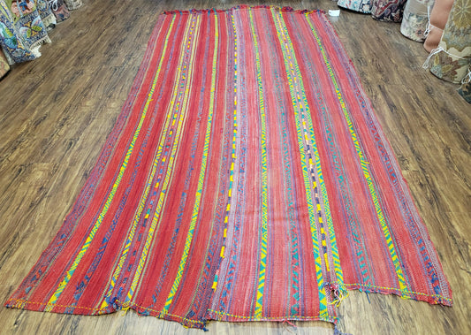 Turkish Jajim Kilim Rug Vintage Flat Weave Wool Carpet Anatolian Kilim 5x11 Boho
