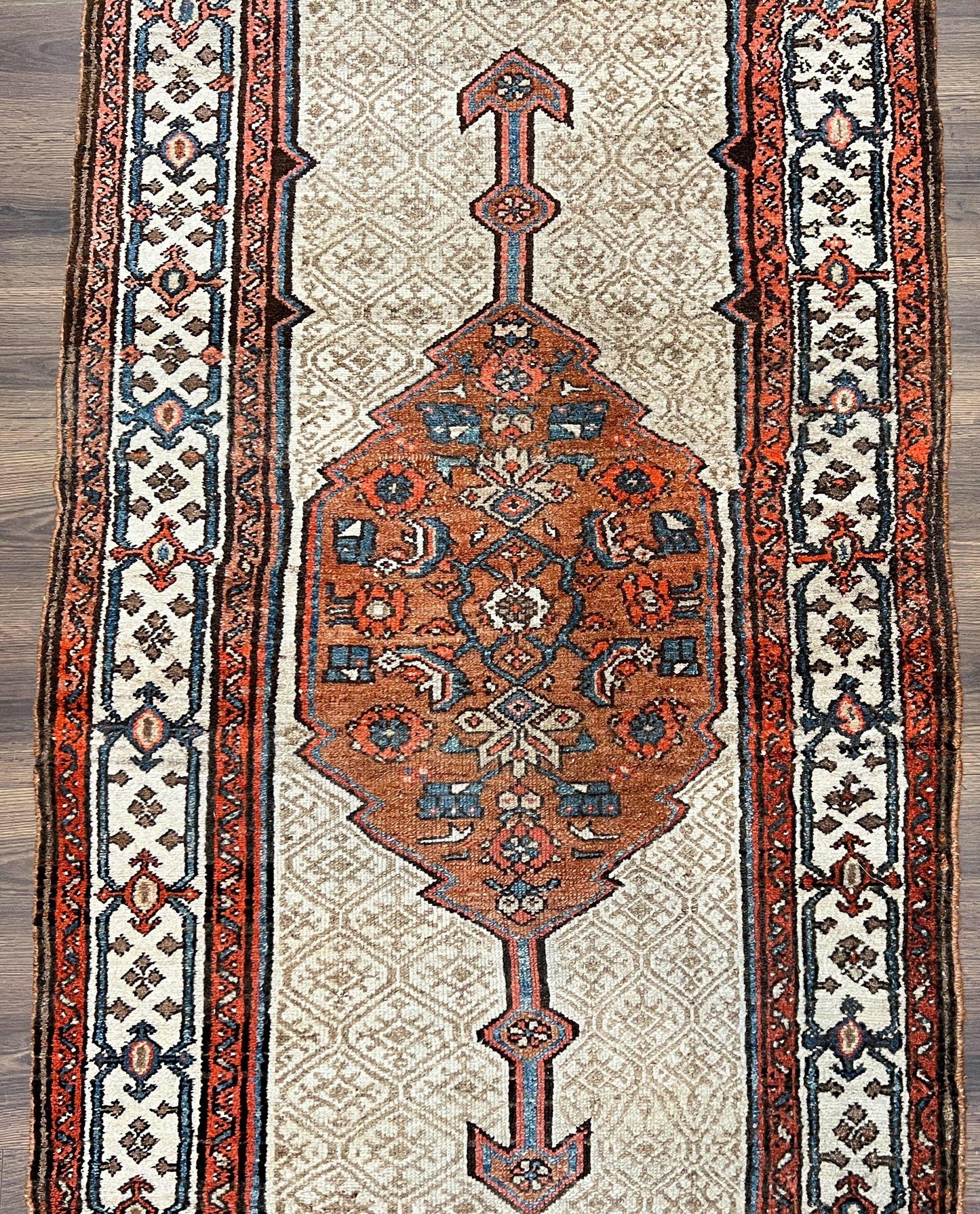 Persian Tribal Runner Rug Hand Knotted Wool Geometric Medallion 3.5 By 10 Sarab Serab Kalegy Carpet