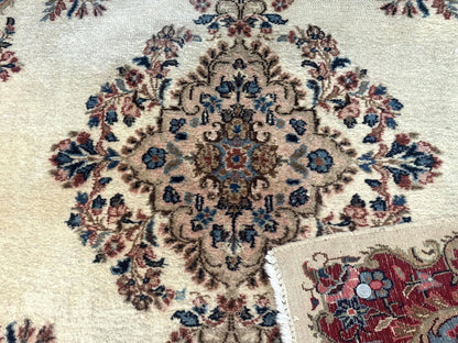 Persian Kerman Rug Square 5.5 by 5.5 Ft Beige Cream and Light Blue
