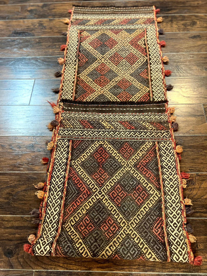 Tribal Runner Rug 2x8 Wool Handwoven Vintage Pakistani Turkoman Runner