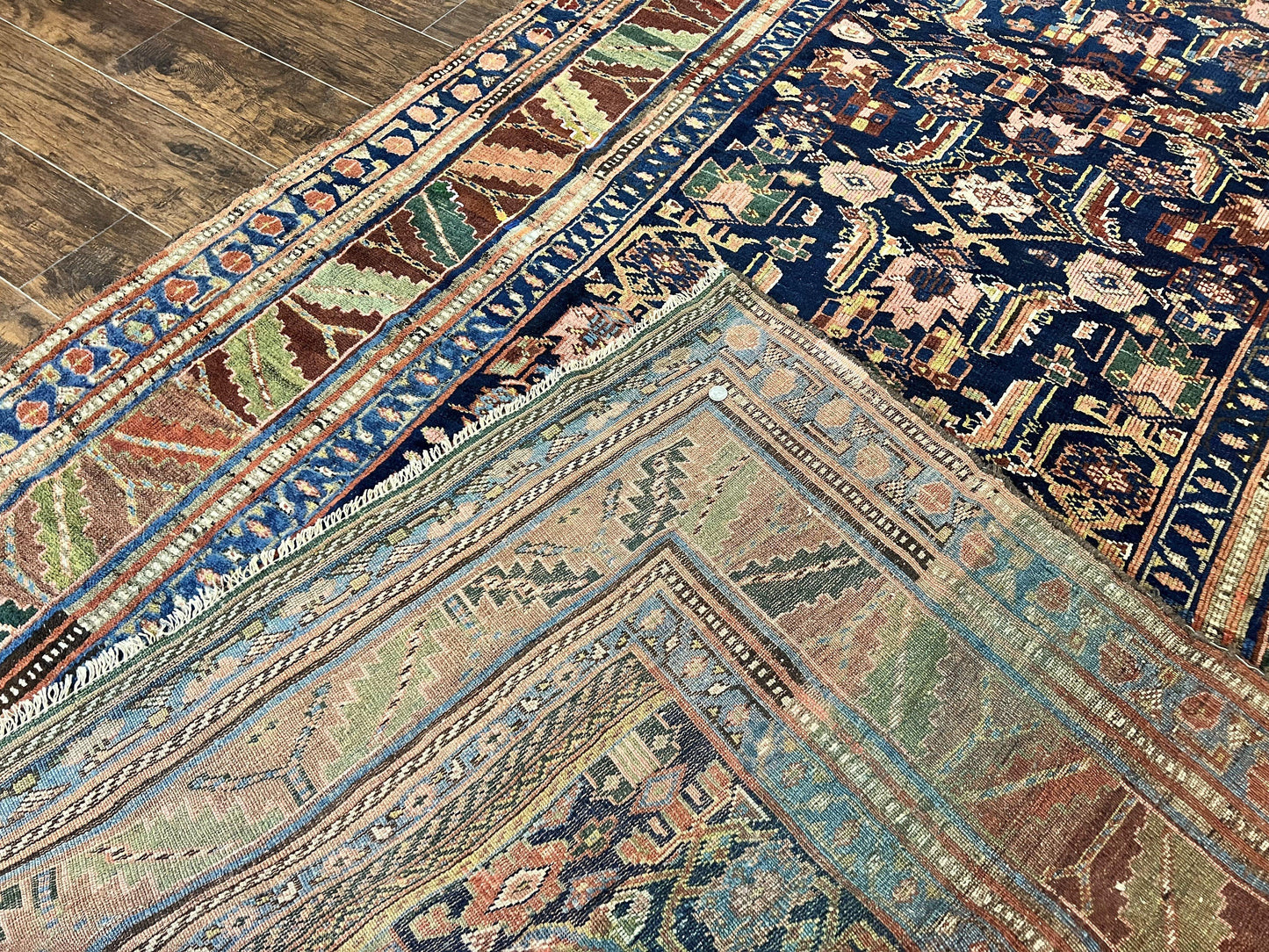 Caucasian Kalegy Rug 6x11 Hand Knotted Wool Runner Navy Blue Tribal Antique Carpet